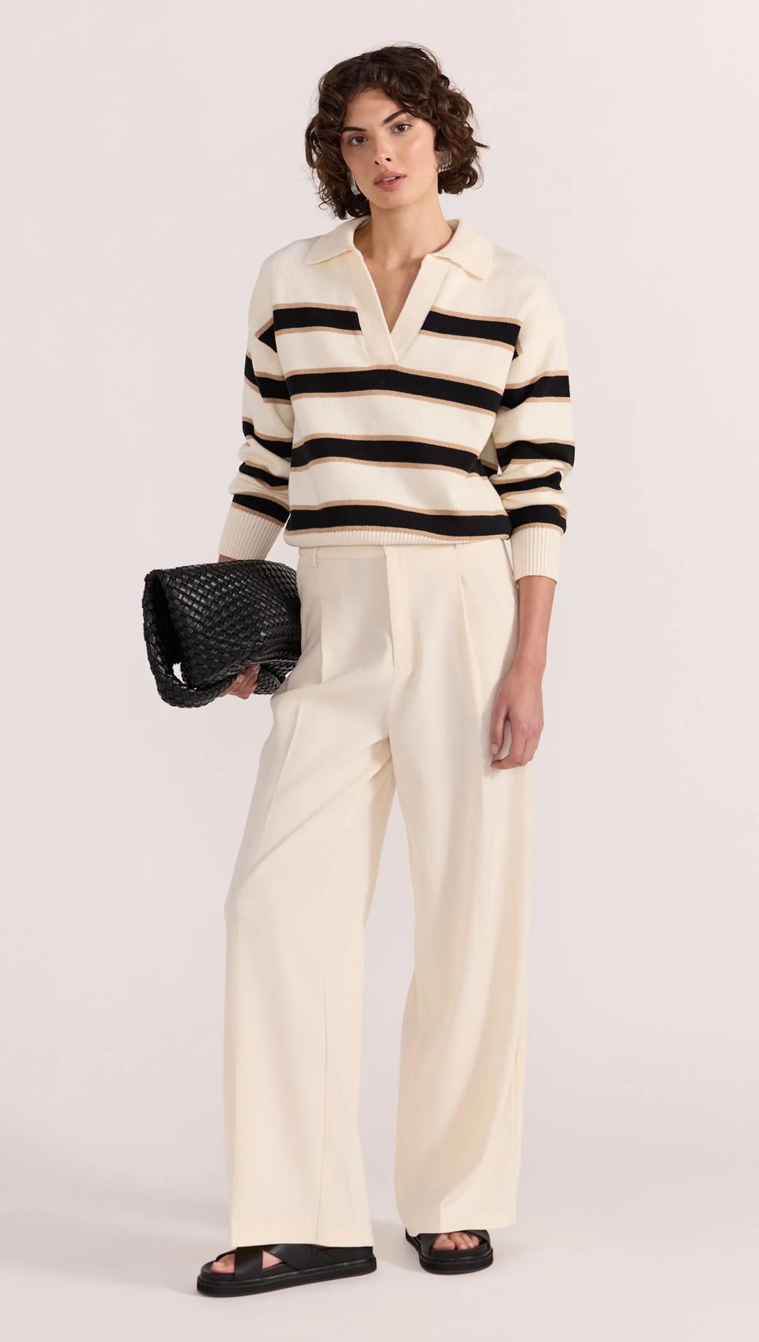 Staple The Label Hudson Polo Jumper - Cream/Black - Shop 9