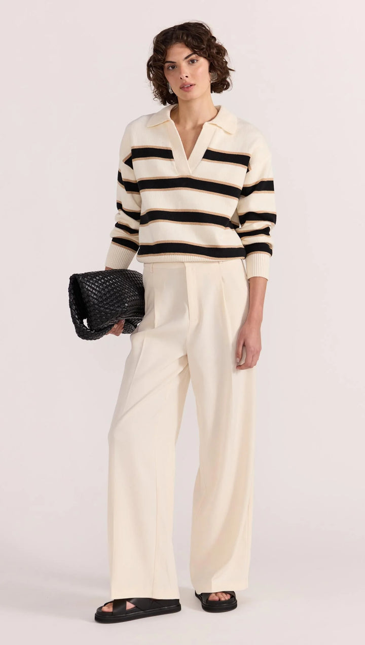 Staple The Label Hudson Polo Jumper - Cream/Black - Shop 9