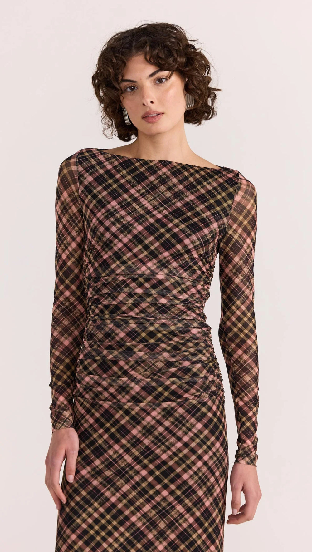 Staple The Label Reign Mesh Midi Dress - Check - Shop 9