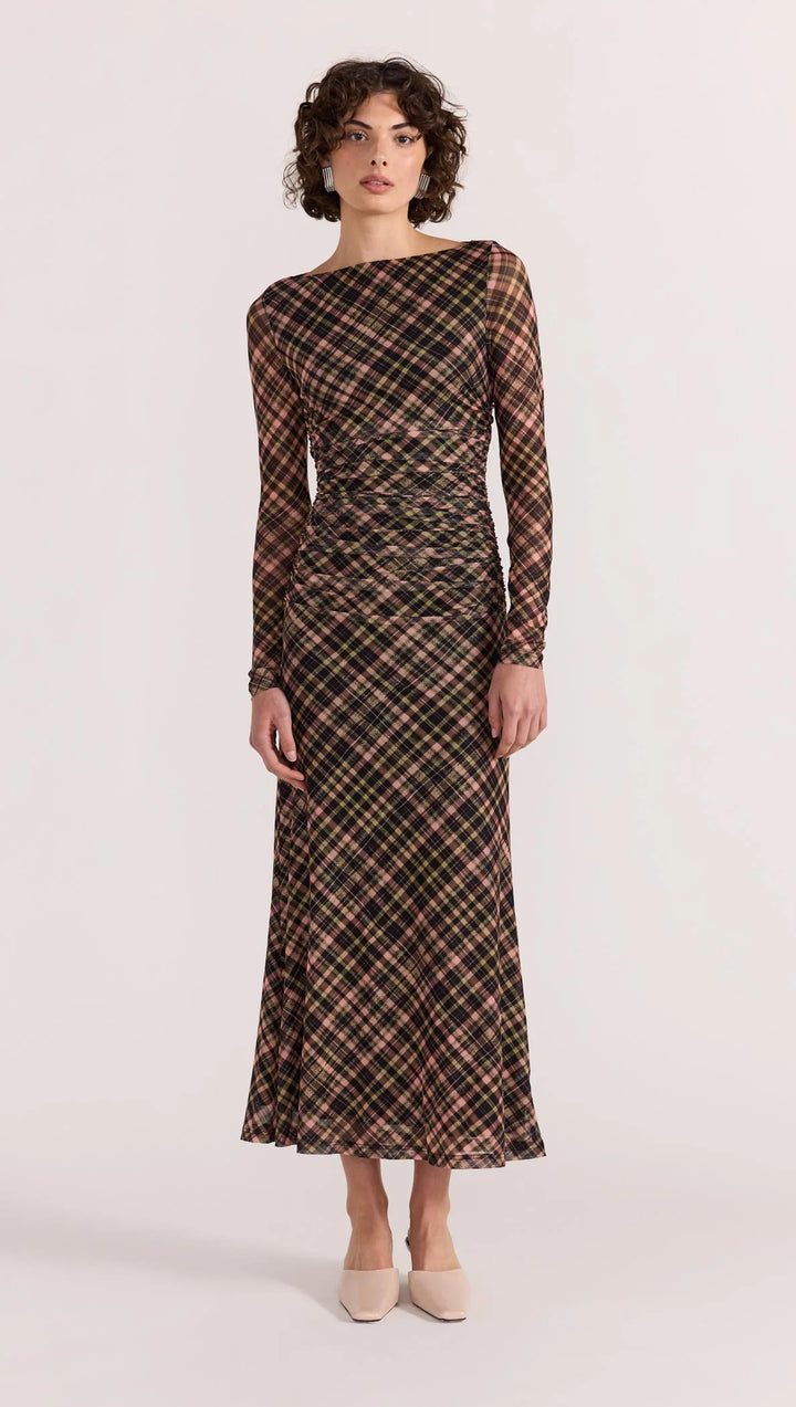Staple The Label Reign Mesh Midi Dress - Check - Shop 9