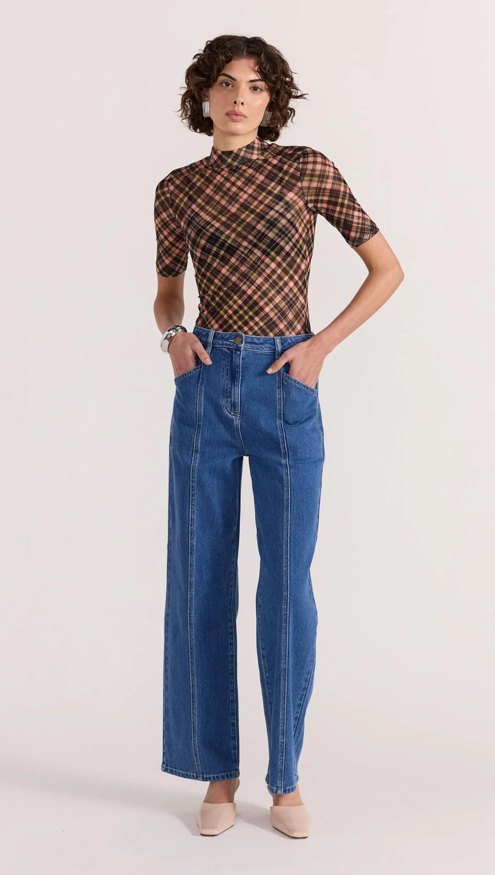Staple The Label Reign Mesh Top - Check - Shop 9