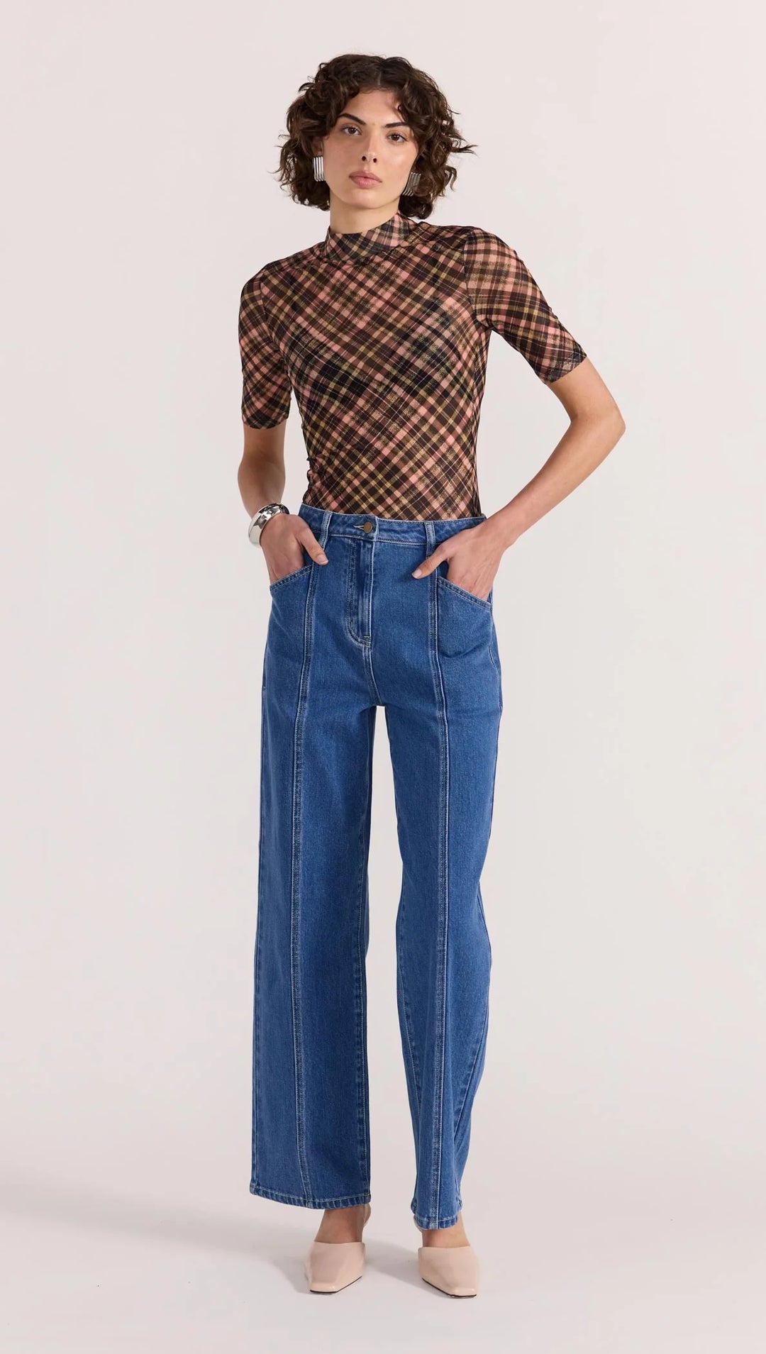 Staple The Label Reign Mesh Top - Check - Shop 9