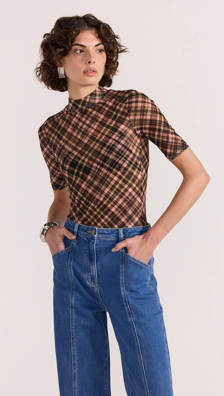 Staple The Label Reign Mesh Top - Check - Shop 9