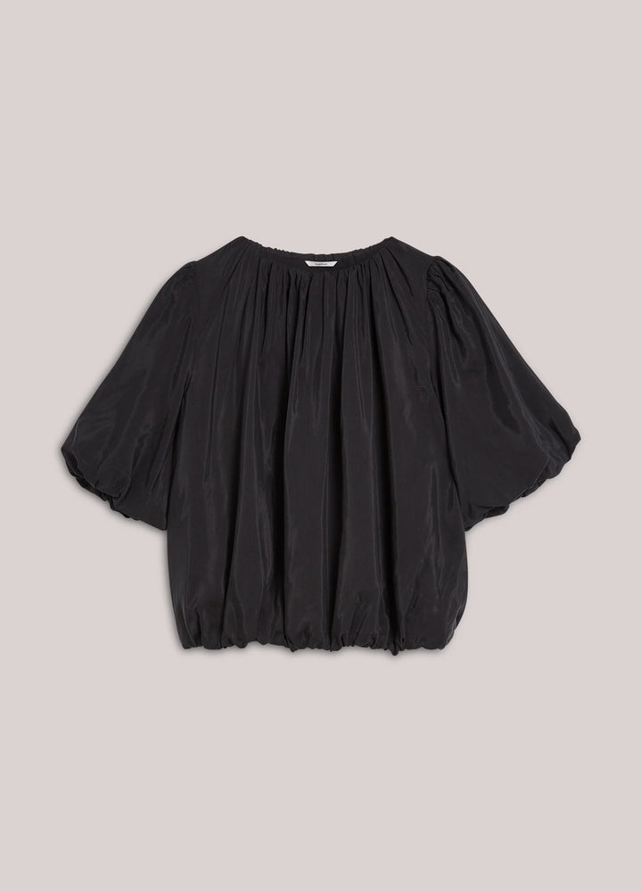 Summum Balloon Sleeve Viscose Top - Black