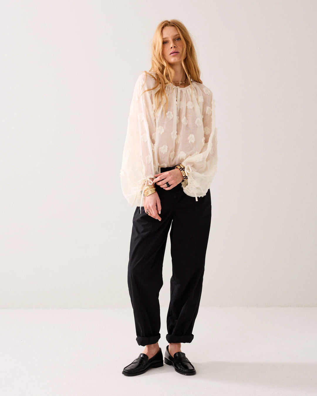 Summum Transparent Top with 3D Dots - Ivory