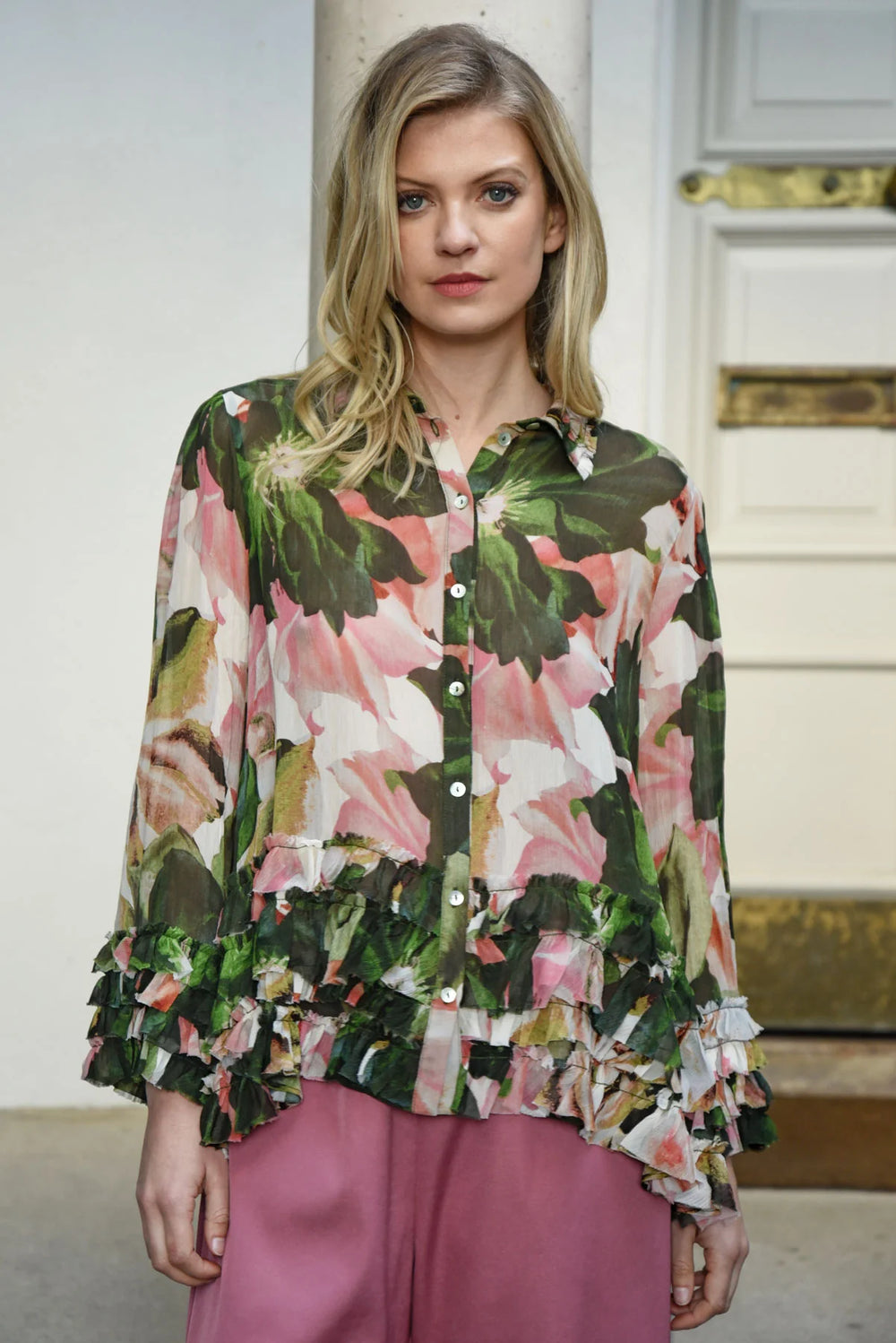 Trelise Cooper You Give Me The Frills Blouse - Pink/Green Floral - Shop 9