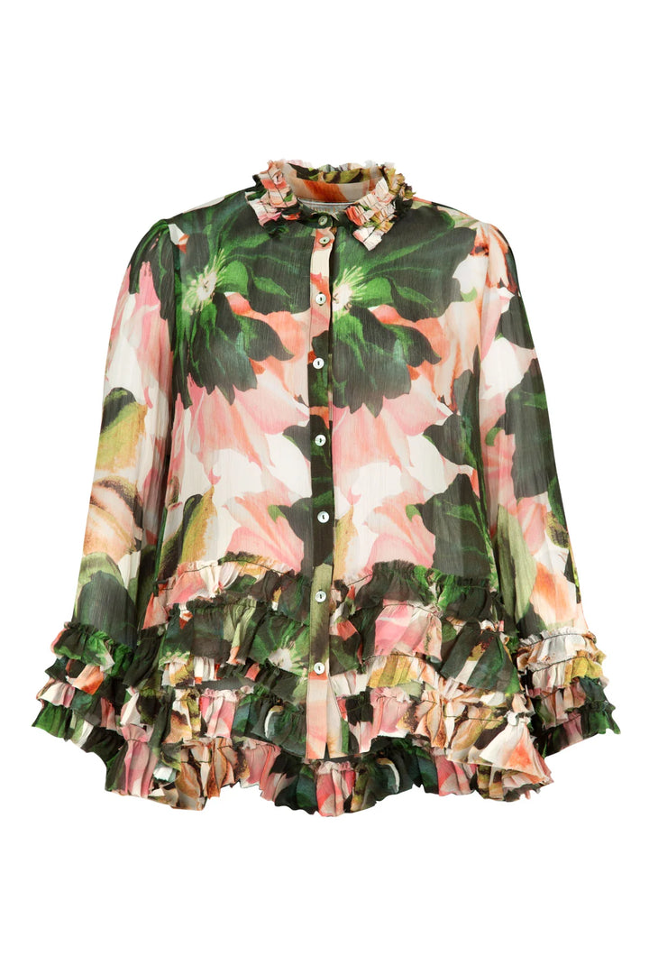 Trelise Cooper You Give Me The Frills Blouse - Pink/Green Floral - Shop 9