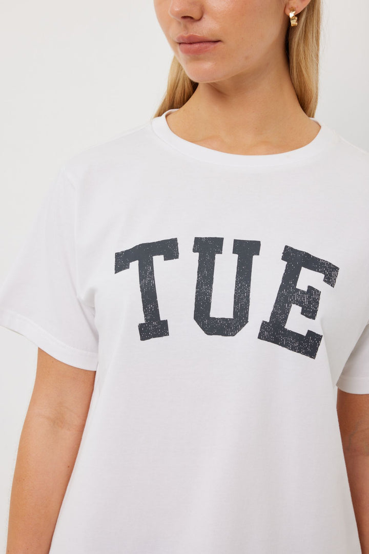 Tuesday Label Band Tee - White - Shop 9