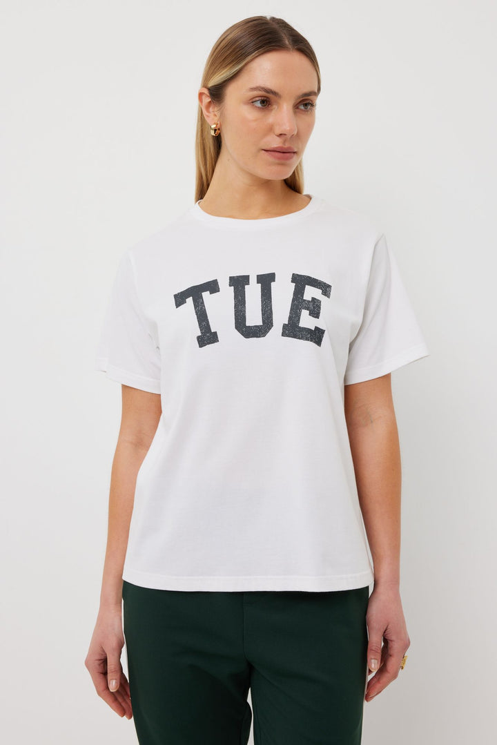 Tuesday Label Band Tee - White - Shop 9