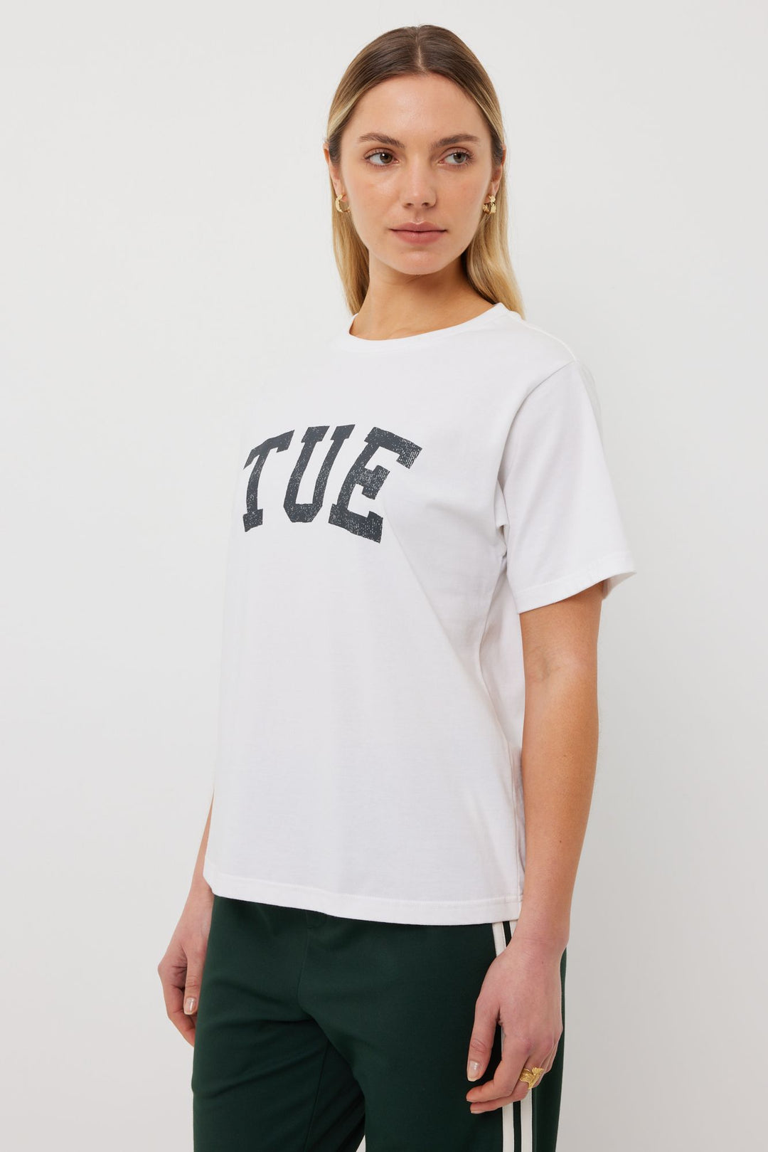 Tuesday Label Band Tee - White - Shop 9