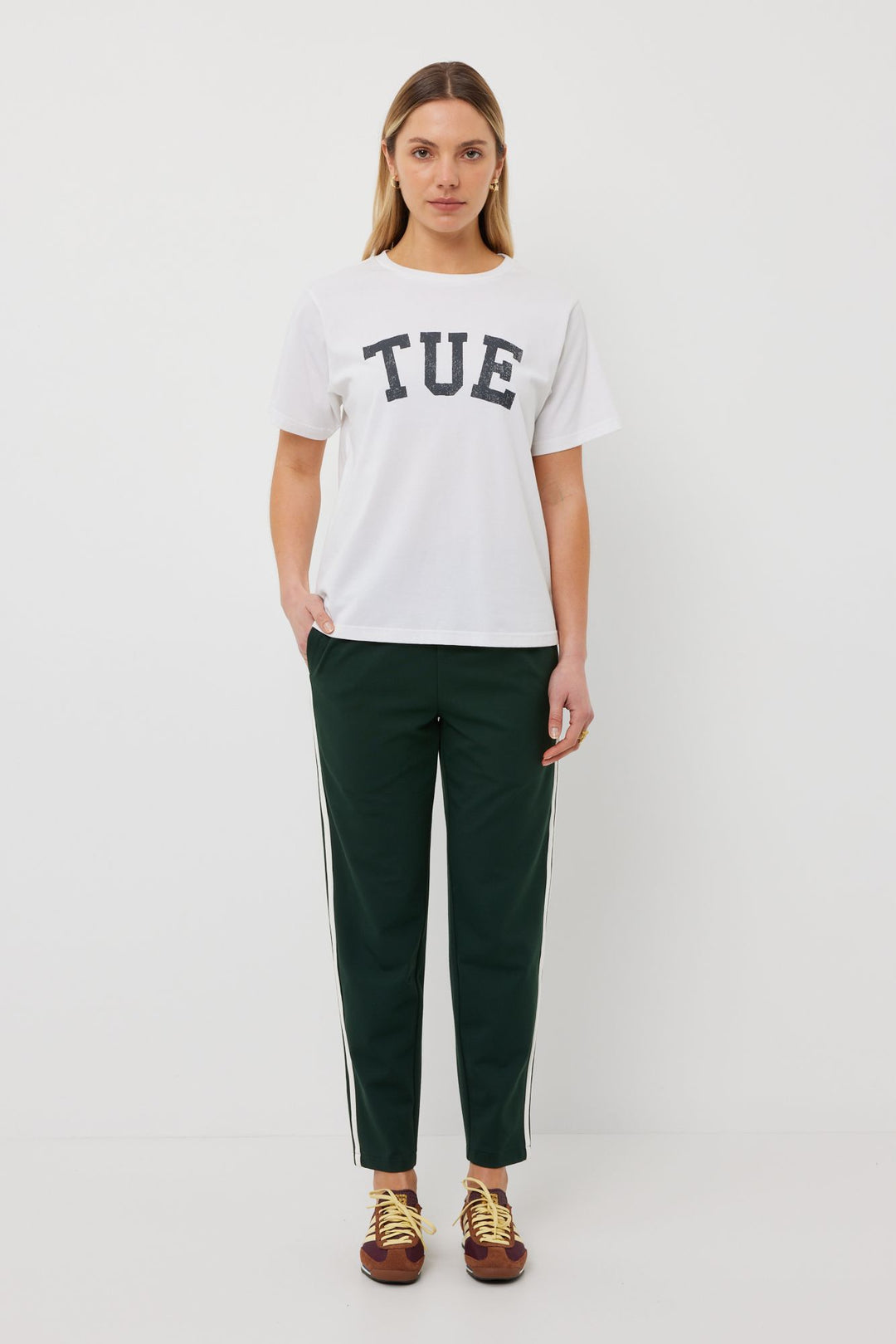 Tuesday Label Band Tee - White - Shop 9