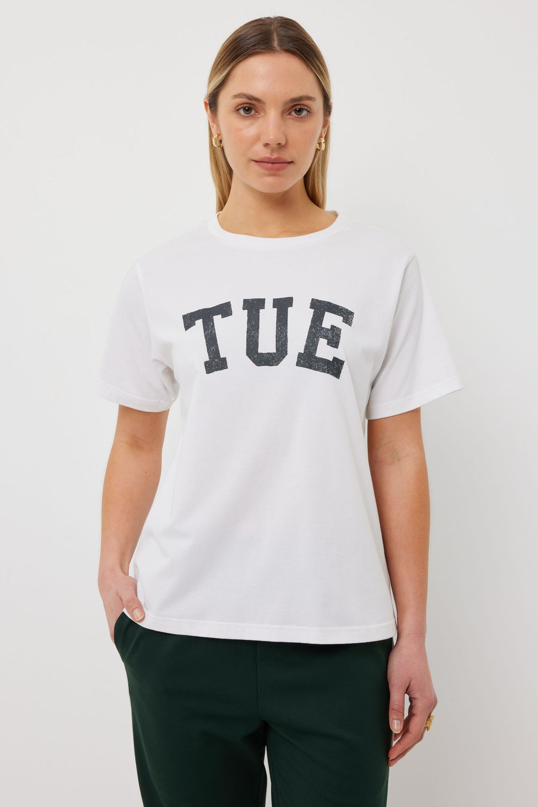 Tuesday Label Band Tee - White - Shop 9