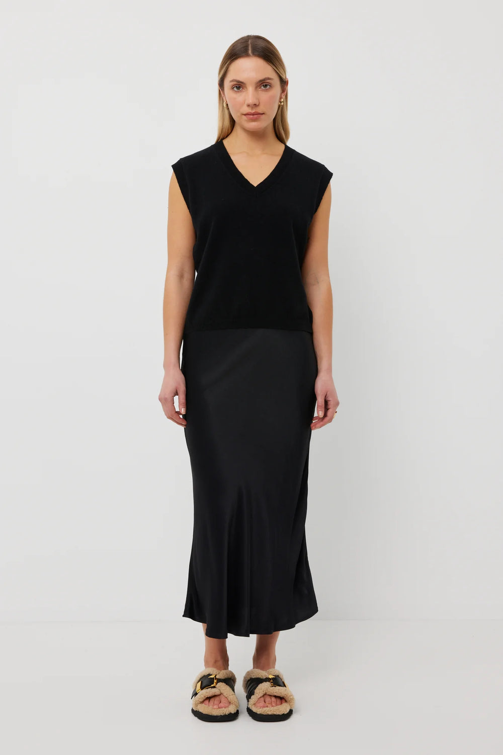 Tuesday Label Dom Skirt - Black Satin - Shop 9