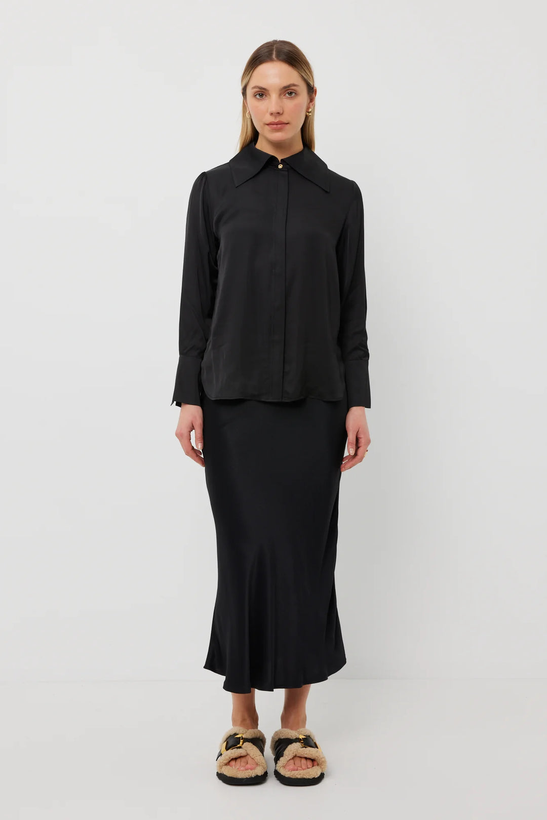 Tuesday Label Dom Skirt - Black Satin - Shop 9