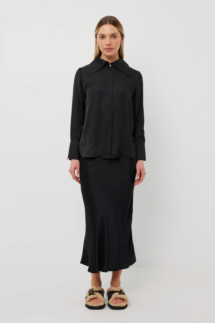 Tuesday Label Dom Skirt - Black Satin - Shop 9