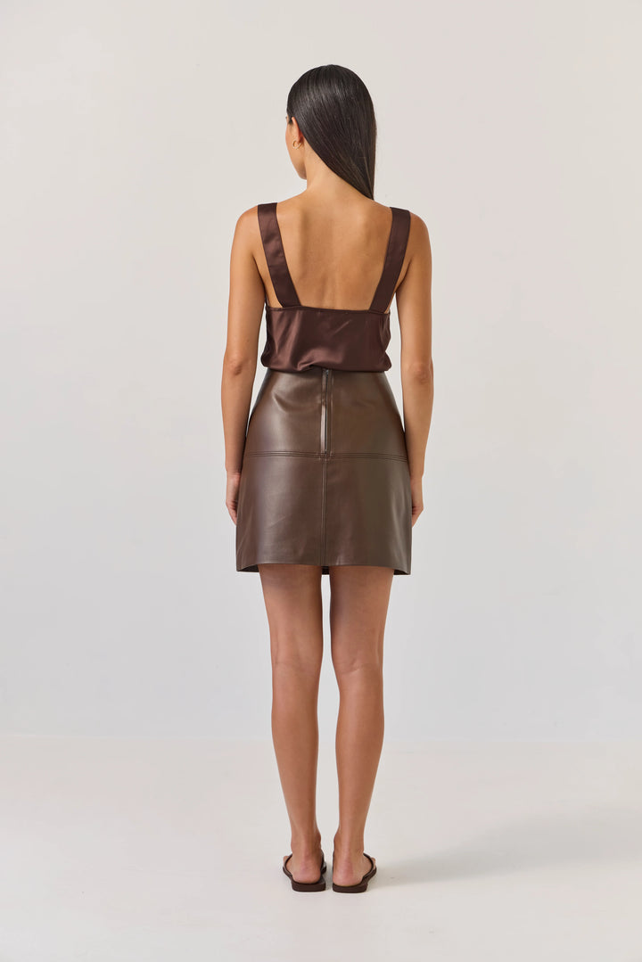Tuesday Label Emili Mini Skirt - Dark Chocolate - Shop 9