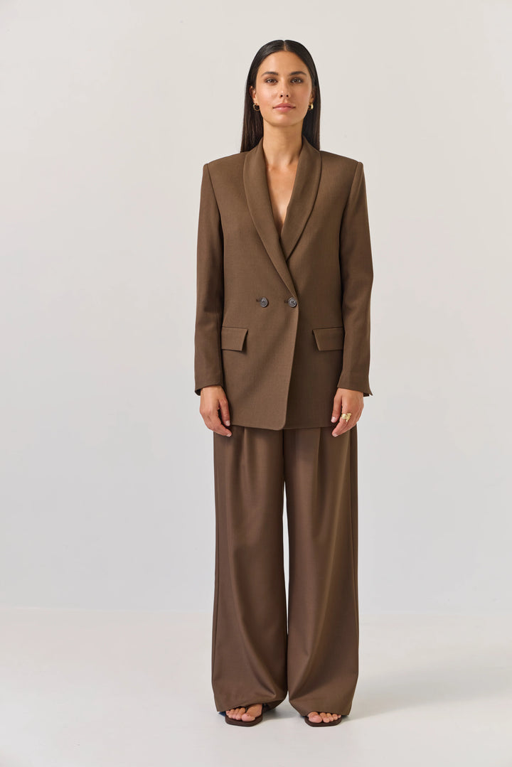 Tuesday Label Longline Blazer - Bitter Chocolate - Shop 9