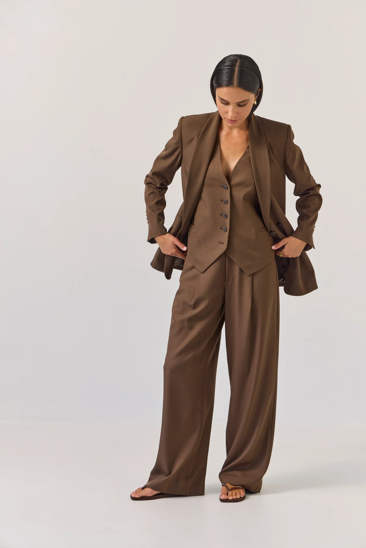 Tuesday Label Longline Blazer - Bitter Chocolate - Shop 9