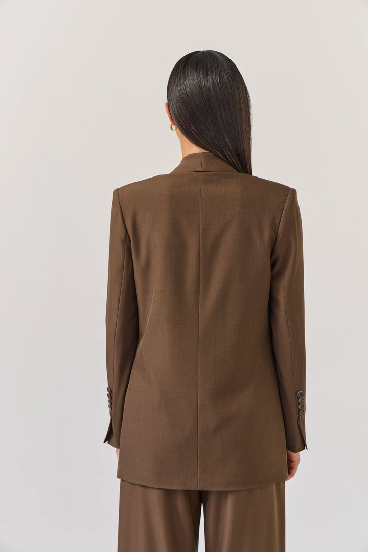 Tuesday Label Longline Blazer - Bitter Chocolate - Shop 9