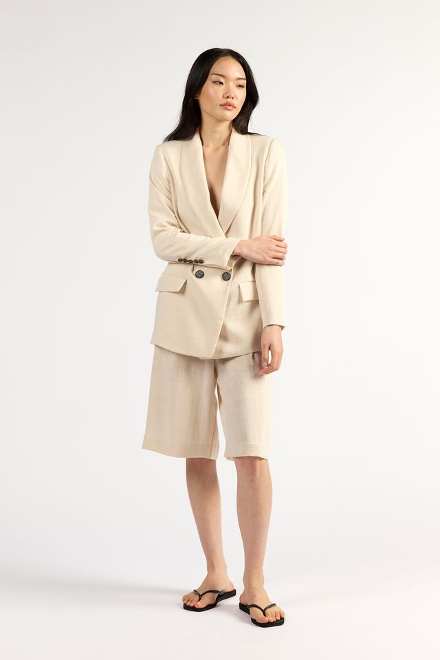 Tuesday Label Longline Blazer - Oyster - Shop 9