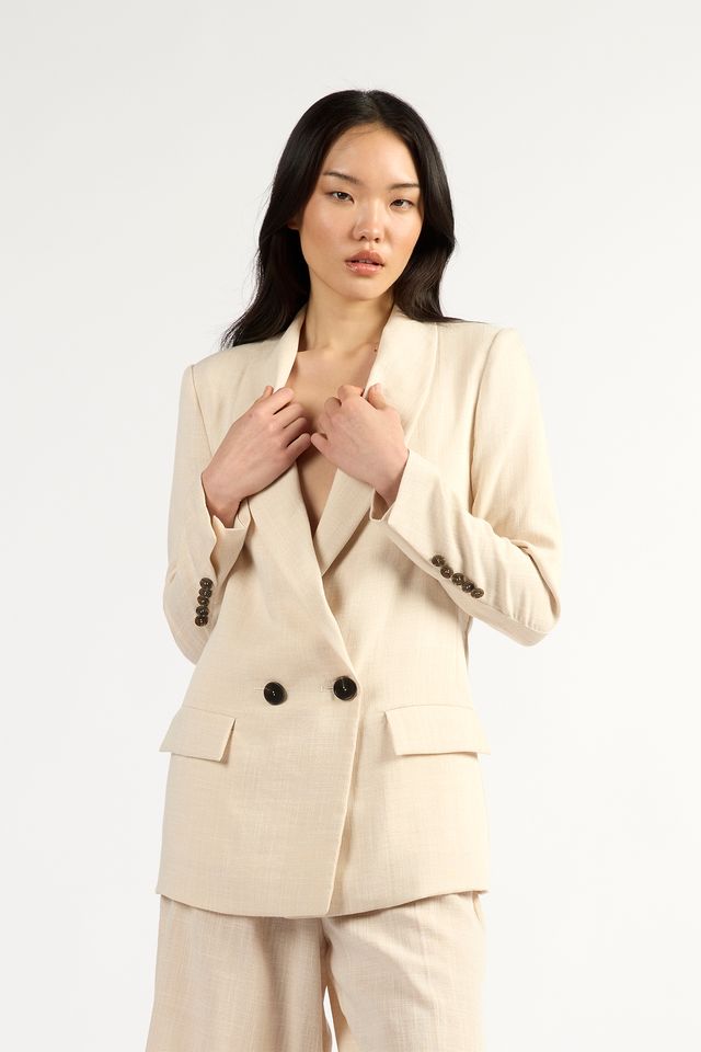 Tuesday Label Longline Blazer - Oyster - Shop 9