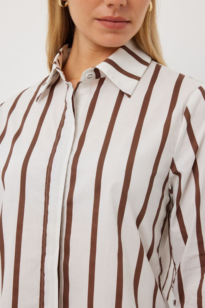 Tuesday Label Mark Shirt - Chocolate Stripe - Shop 9