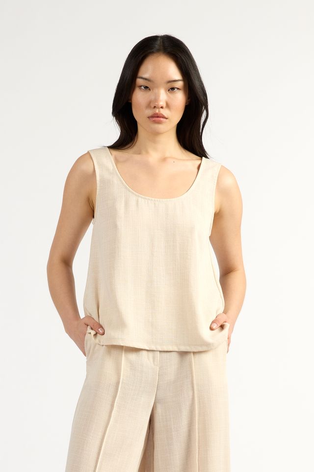 Tuesday Label Shell Top - Oyster - Shop 9