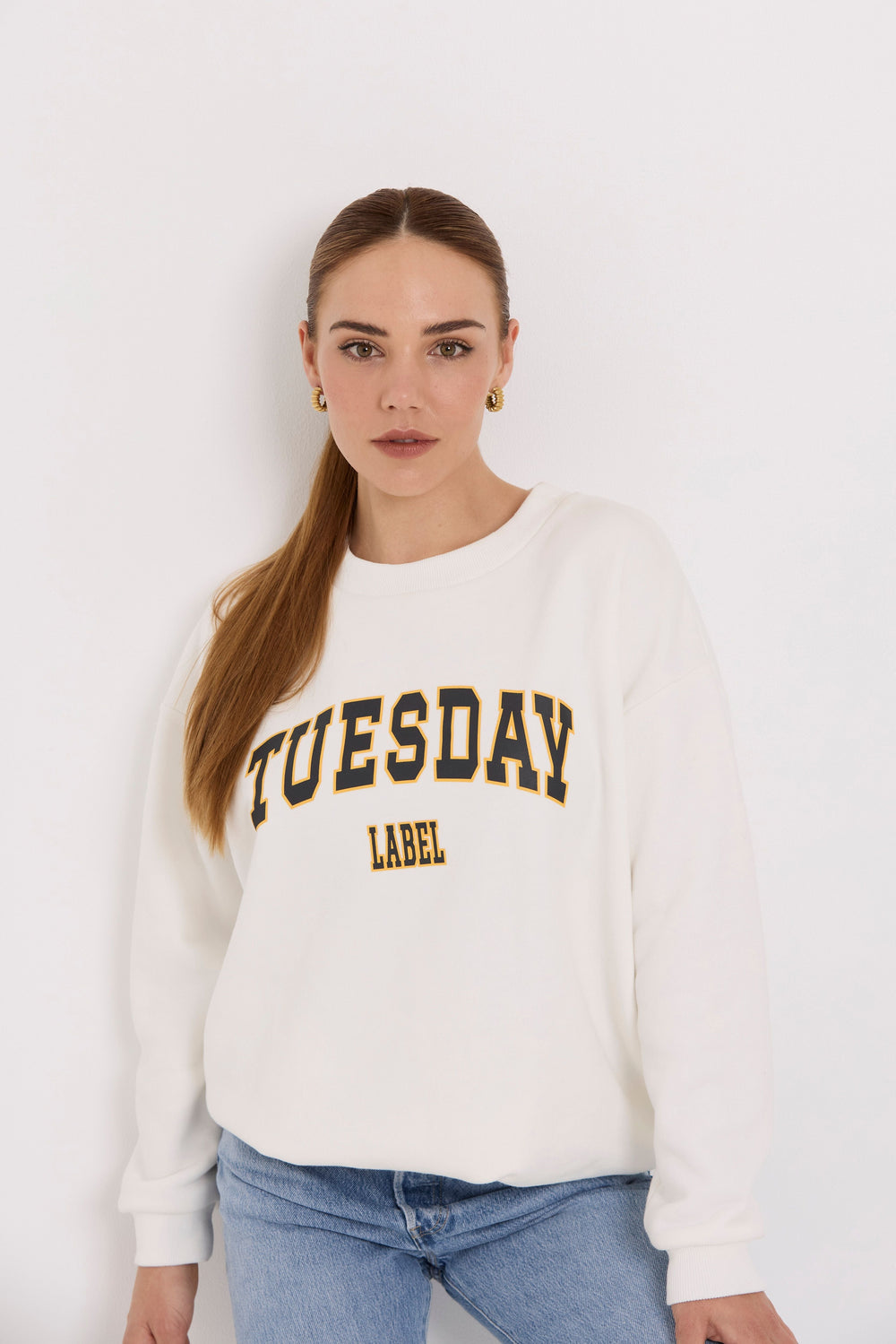 Tuesday Label Sporty Sweatshirt - White (Pre-Order) - Shop 9