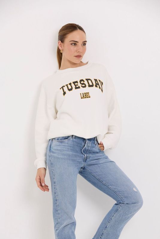 Tuesday Label Sporty Sweatshirt - White (Pre-Order) - Shop 9