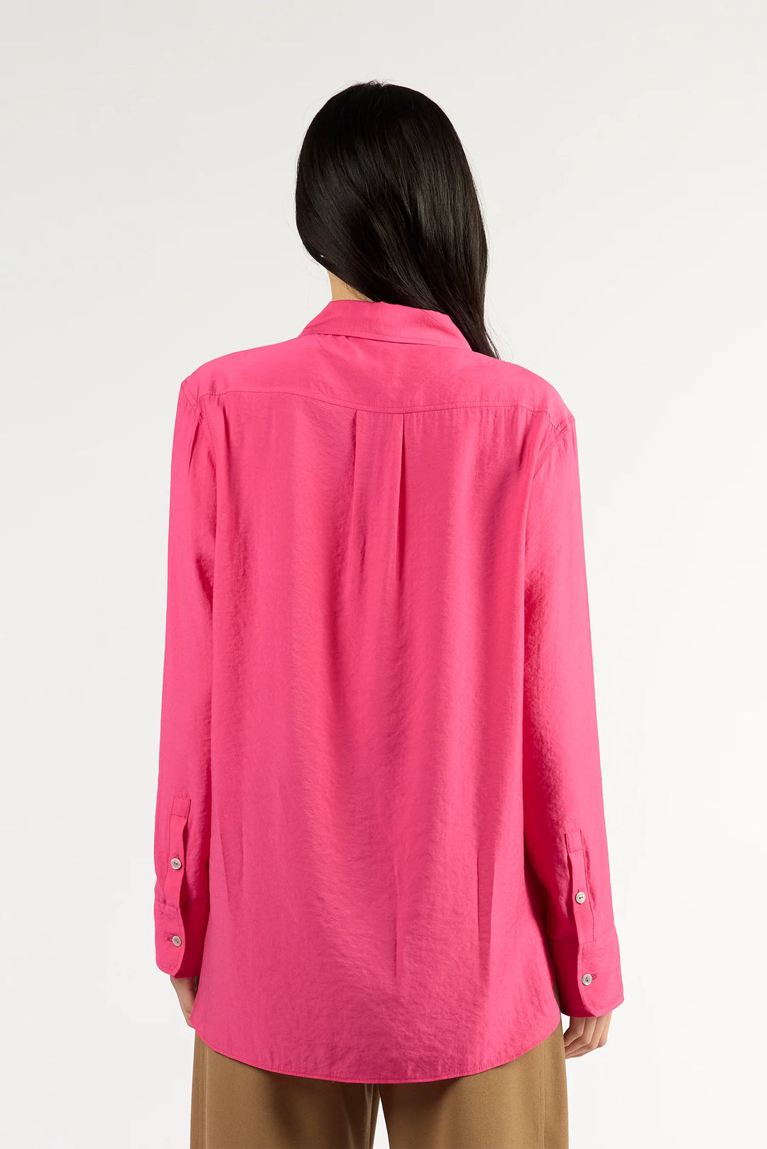 Tuesday Label Drape Frill Shirt - Magenta
