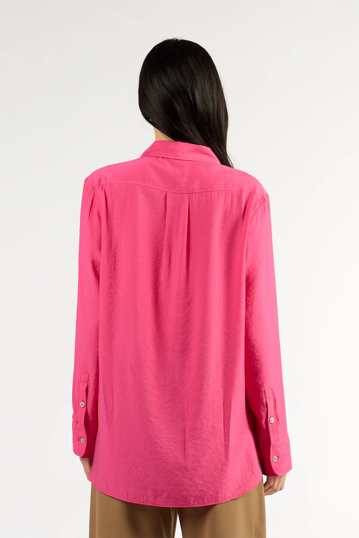 Tuesday Label Drape Frill Shirt - Magenta