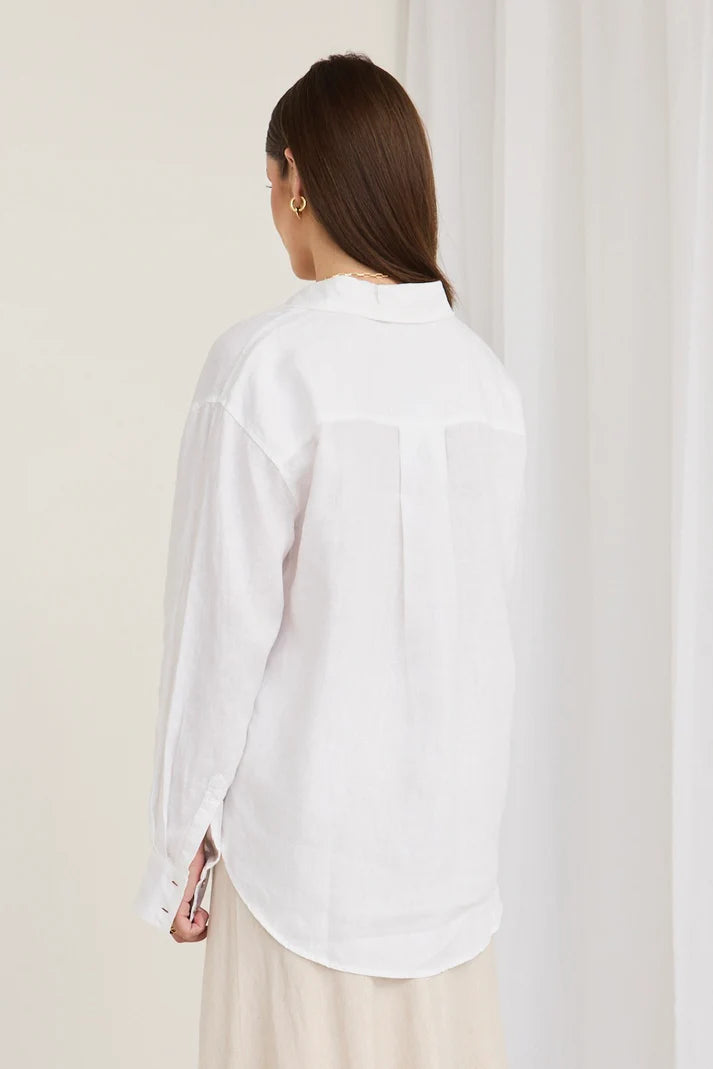 RE:Union Label Optimum White Linen Oversized Shirt