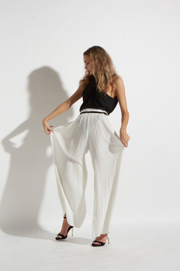 Knuefermann Pleat Palazzo Pant - White - Shop 9
