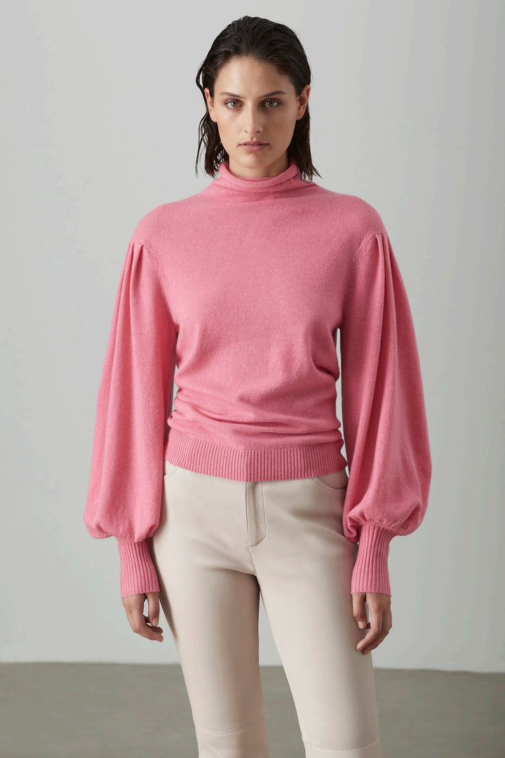 Luxe Deluxe The Soft Touch Cashmere Funnel Neck Sweater - Petunia - Shop 9