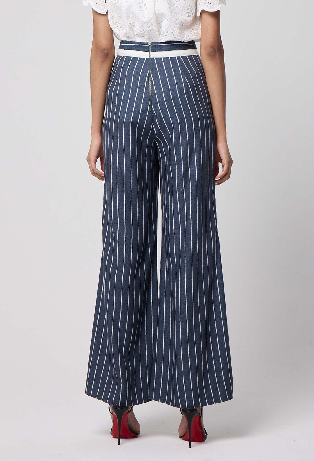 Once Was Castro Contrast Trim Lyocell Wide Leg Pants - Shop 9