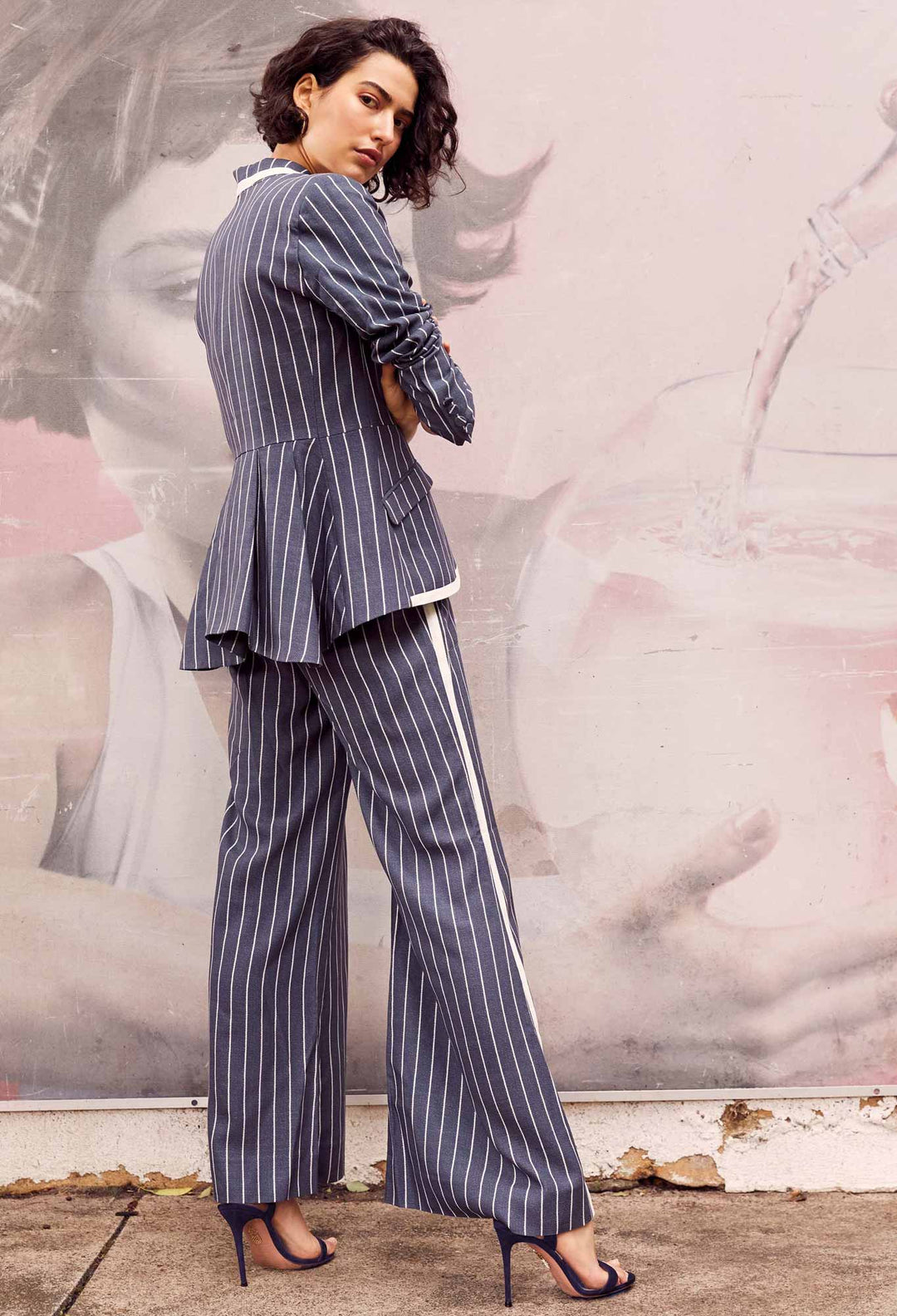 Once Was Castro Contrast Trim Lyocell Wide Leg Pants - Shop 9