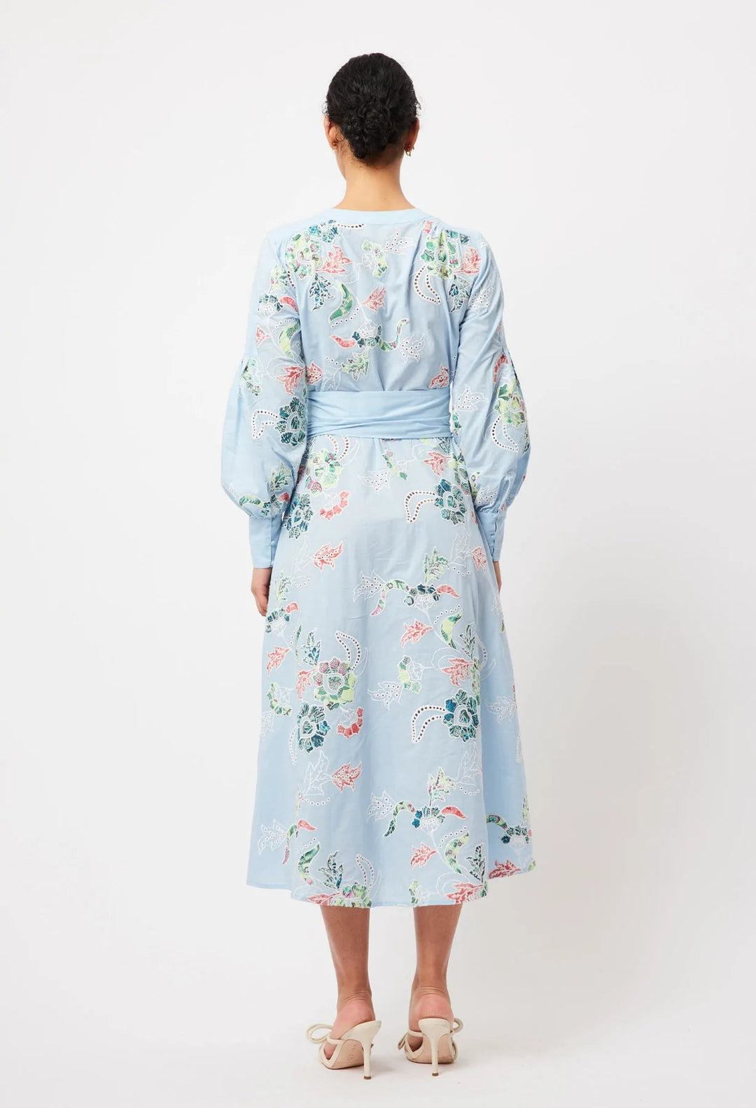 Once Was Elysian Embroidered Cotton Coat Dress - Chambray Applique - Shop 9