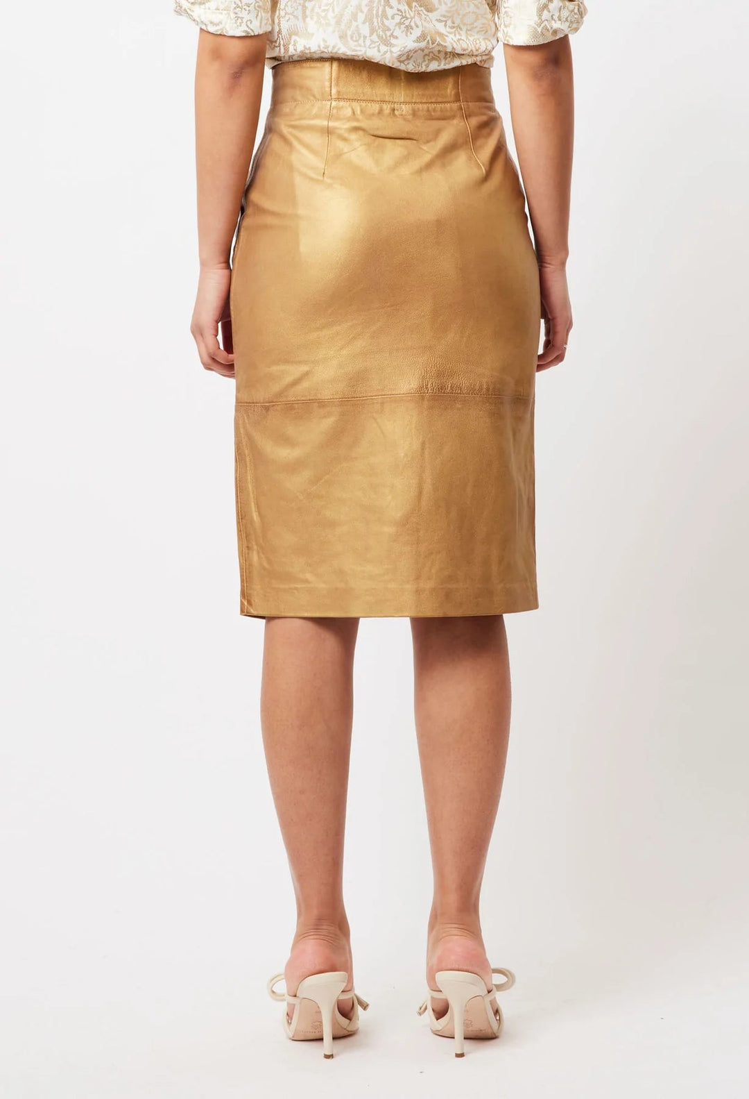 Once Was Maya Leather Skirt - Gold - Shop 9