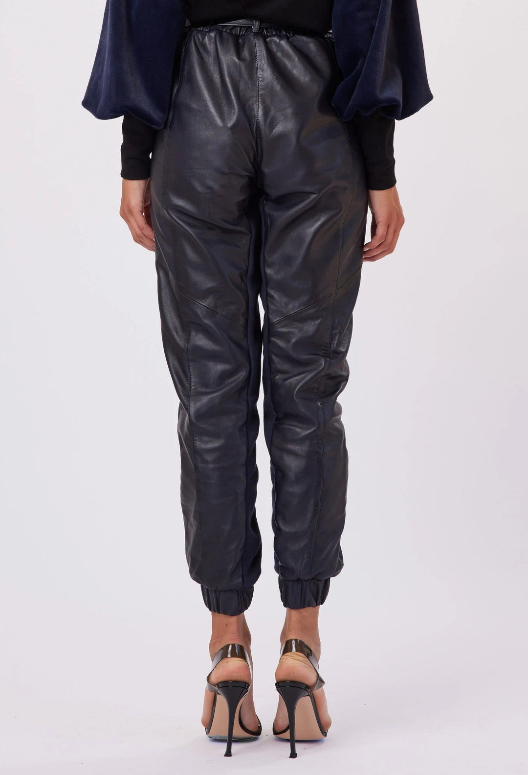 OnceWas Grove High Waist Leather Pant - Midnight - Shop 9