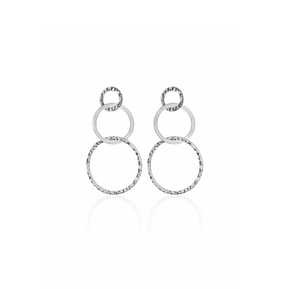 Silk & Steel Round In Circles Earrings - Silver - Shop 9