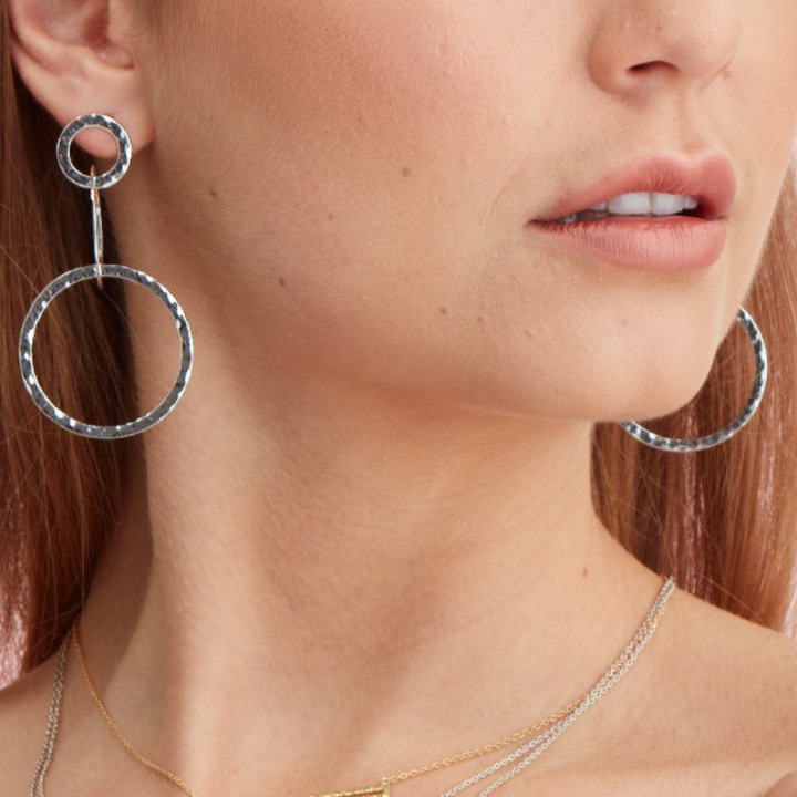 Silk & Steel Round In Circles Earrings - Silver - Shop 9